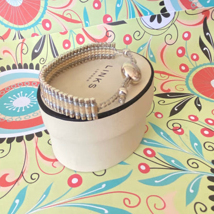 Links of London Sterling Silver cream and silver adjustable Friendship Bracelet