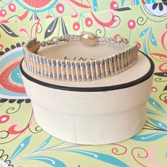 Links of London Sterling Silver cream and silver adjustable Friendship Bracelet