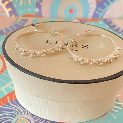 Links Of London Genuine effervescence bubble hoop Earrings with topaz drop charms, sterling silver