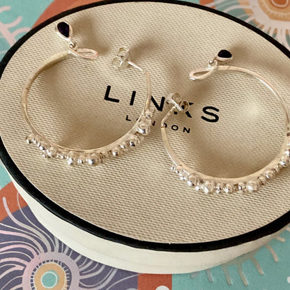 Links Of London Genuine effervescence bubble hoop Earrings with topaz drop charms, sterling silver