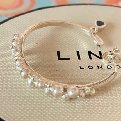 Links Of London Genuine effervescence bubble hoop Earrings with topaz drop charms, sterling silver