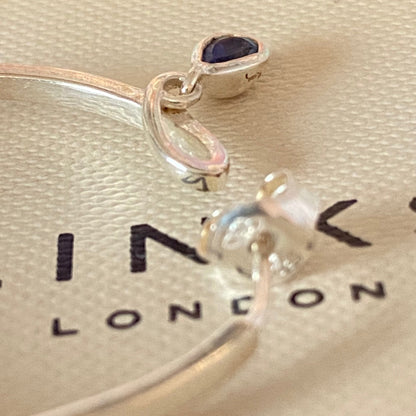 Links Of London Genuine effervescence bubble hoop Earrings with topaz drop charms, sterling silver