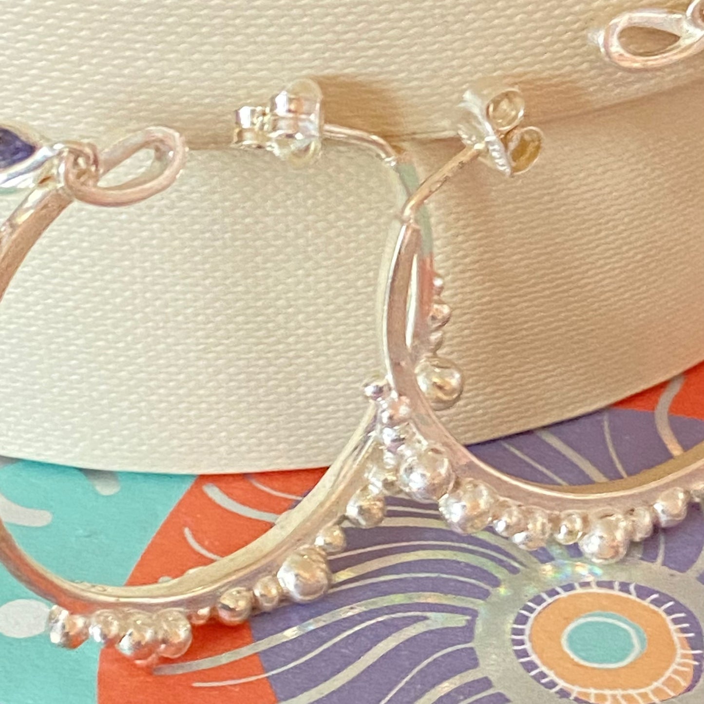 Links Of London Genuine effervescence bubble hoop Earrings with topaz drop charms, sterling silver