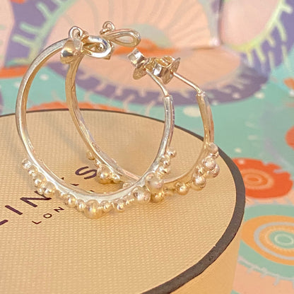 Links Of London Genuine effervescence bubble hoop Earrings with topaz drop charms, sterling silver