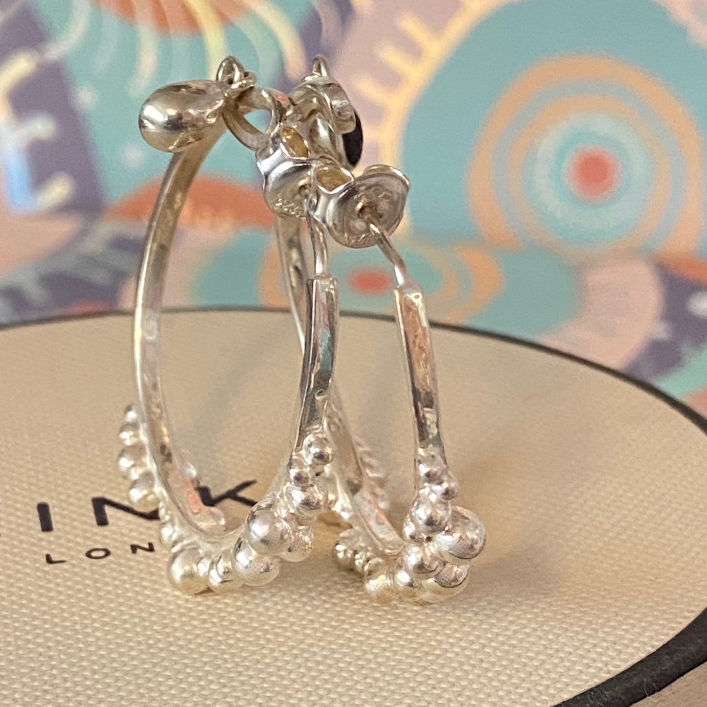 Links Of London Genuine effervescence bubble hoop Earrings with topaz drop charms, sterling silver