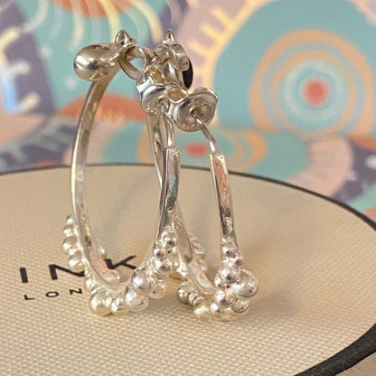 Links Of London Genuine effervescence bubble hoop Earrings with topaz drop charms, sterling silver