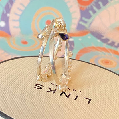 Links Of London Genuine effervescence bubble hoop Earrings with topaz drop charms, sterling silver