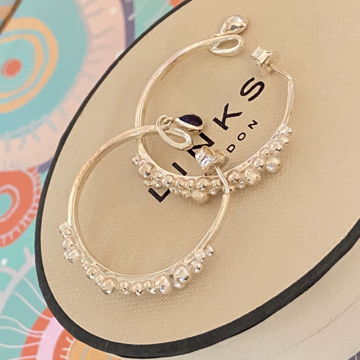 Links Of London Genuine effervescence bubble hoop Earrings with topaz drop charms, sterling silver