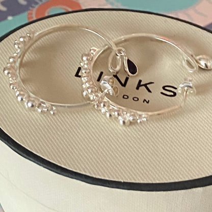 Links Of London Genuine effervescence bubble hoop Earrings with topaz drop charms, sterling silver