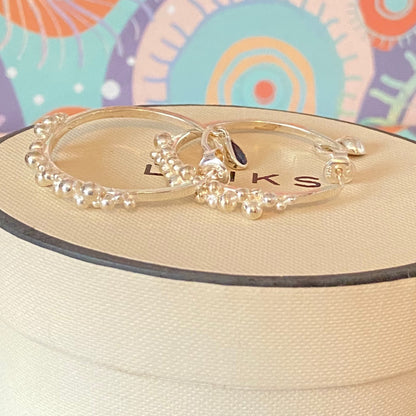 Links Of London Genuine effervescence bubble hoop Earrings with topaz drop charms, sterling silver