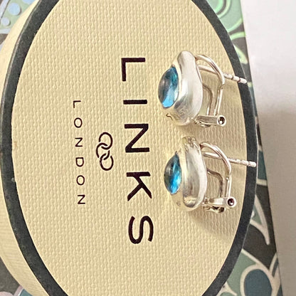 Links of London Sterling Silver Tear Drop Earrings with  a Blue Topaz Tear drop Stone