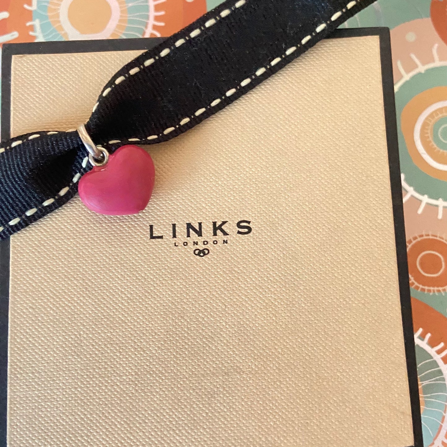 Pink Enamel Puffed Heart Sterling  Silver Links of London Charm