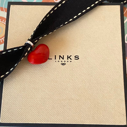 Red Enamel Sterling Silver Puffed Heart Links of London Charm