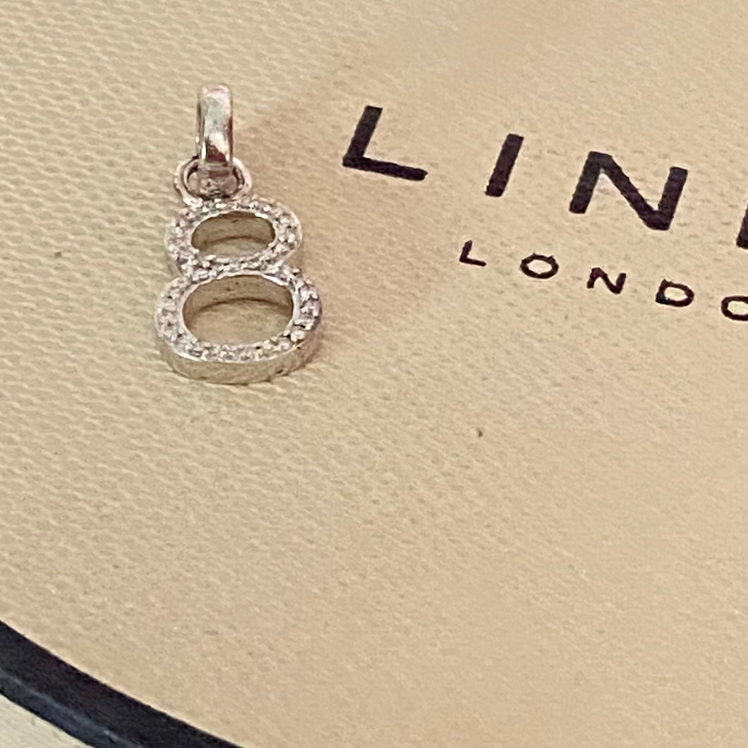 LINKS OF LONDON Sterling Silver Diamond Number 8 Silhouette Charm RRP140 NEW