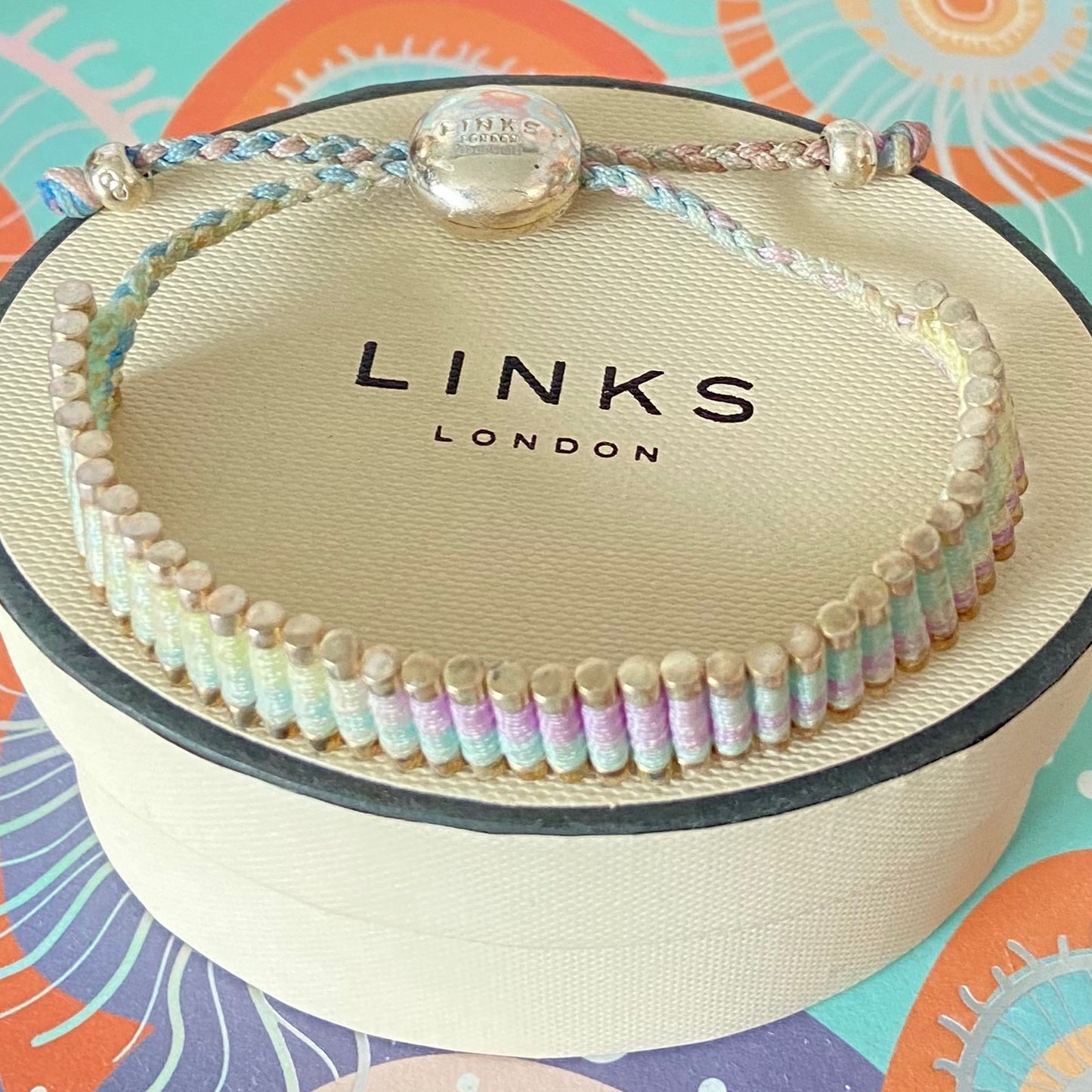 Links of London Light pastels Rainbow effect cord Sterling Silver Friendship Bracelet
