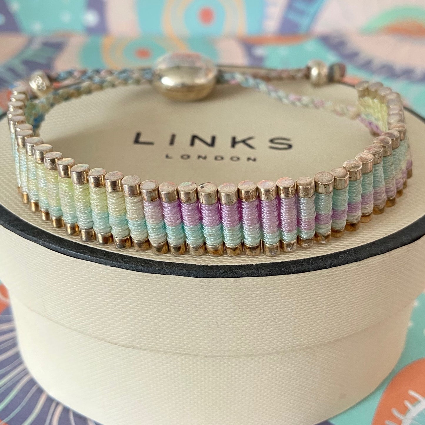 Links of London Light pastels Rainbow effect cord Sterling Silver Friendship Bracelet