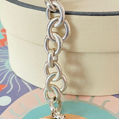 Sterling Silver Signature Bracelet Links of London with a Red and Silver hearts 21cm 33g