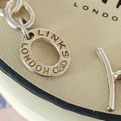 Sterling Silver Signature Bracelet Links of London with a Red and Silver hearts 21cm 33g