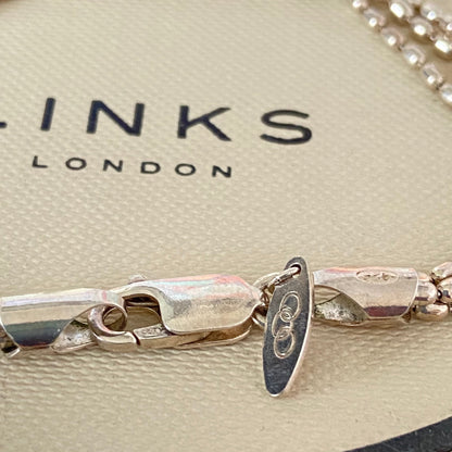 Links of London Sterling Silver  3 rows of Rice beads Bracelet – 19cm