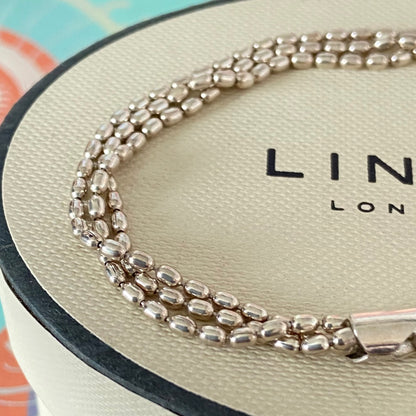 Links of London Sterling Silver  3 rows of Rice beads Bracelet – 19cm