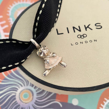 Links Of London Dancing Pink Dress Teddy Bear Charm