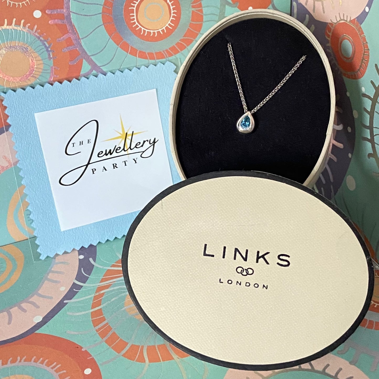 Links of London Blue Topaz Tear Drop Pendent Necklace