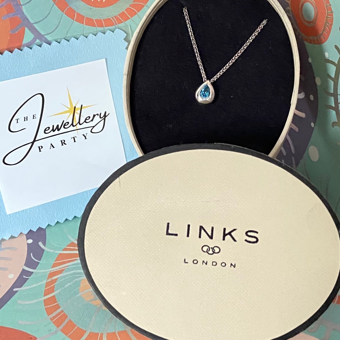 Links of London Blue Topaz Tear Drop Pendent Necklace