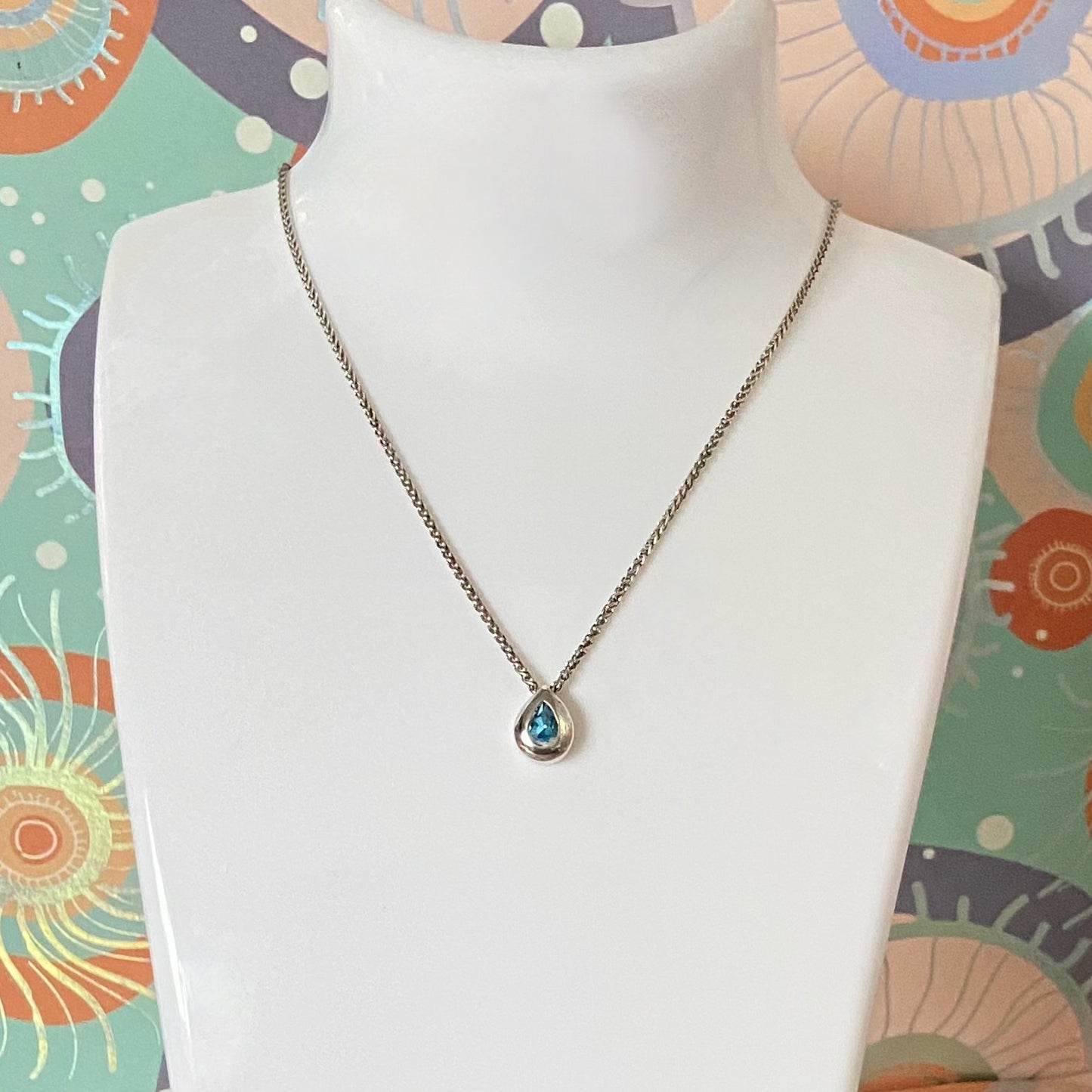 Links of London Blue Topaz Tear Drop Pendent Necklace