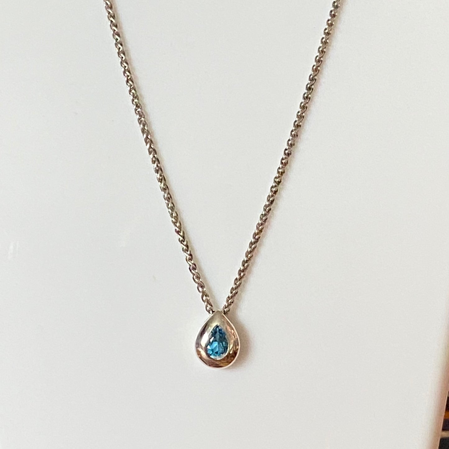 Links of London Blue Topaz Tear Drop Pendent Necklace
