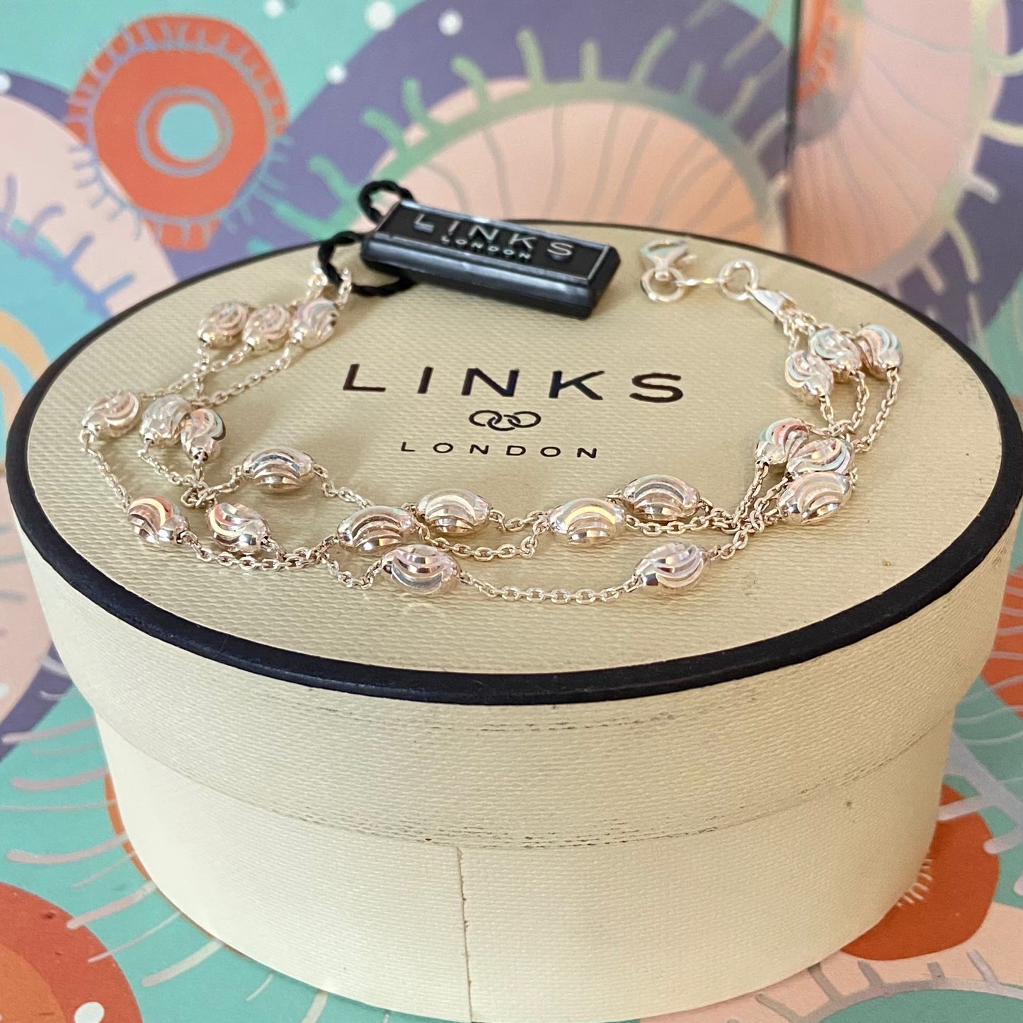 Three Strand Links of London Sterling Silver Essentials Bracelet with Beads – 17cm New with tag.