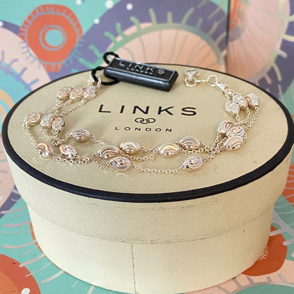 Three Strand Links of London Sterling Silver Essentials Bracelet with Beads – 17cm New with tag.