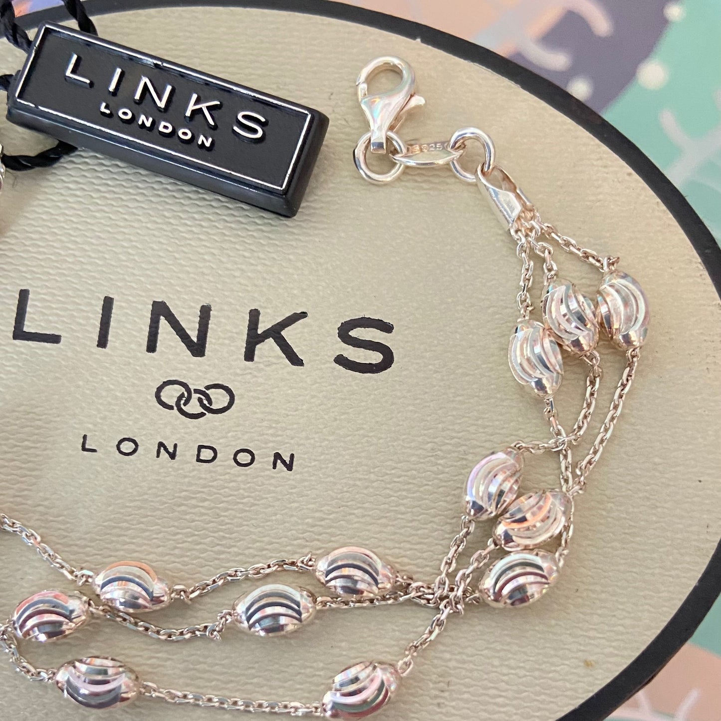 Three Strand Links of London Sterling Silver Essentials Bracelet with Beads – 17cm New with tag.