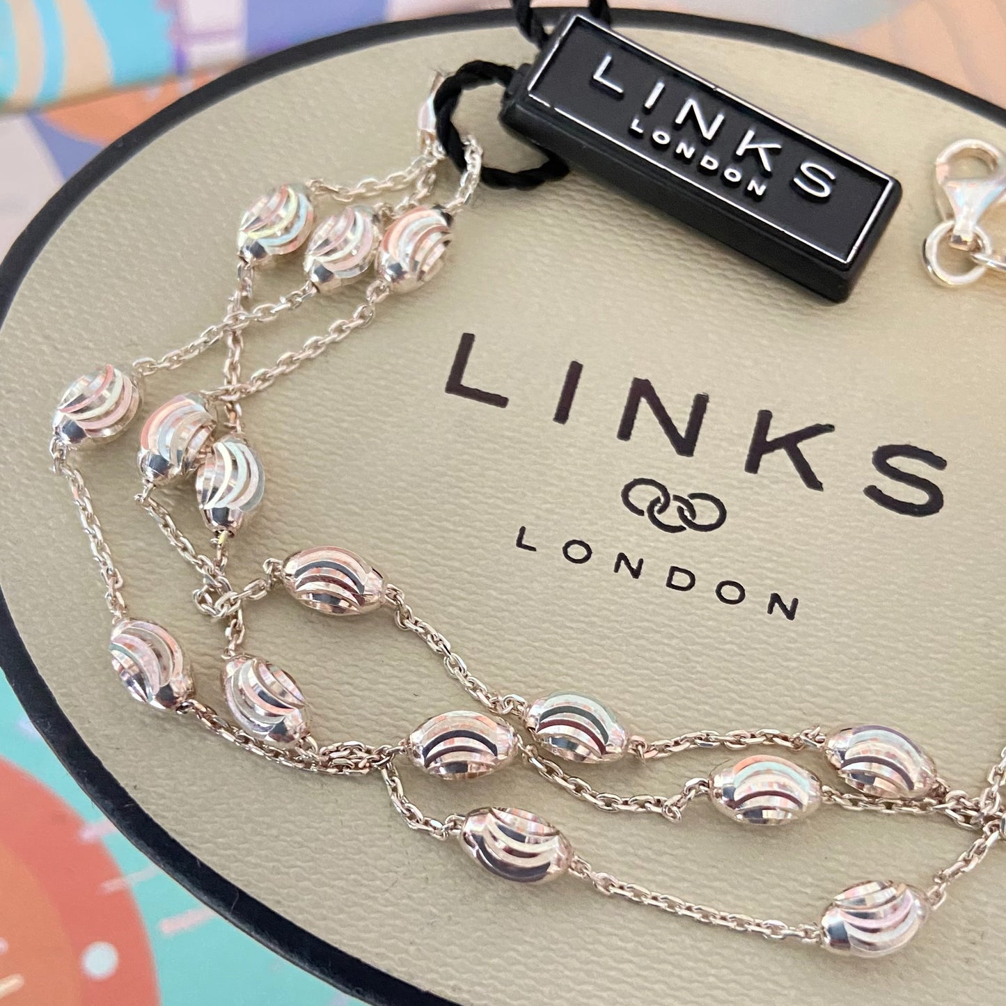 Three Strand Links of London Sterling Silver Essentials Bracelet with Beads – 17cm New with tag.