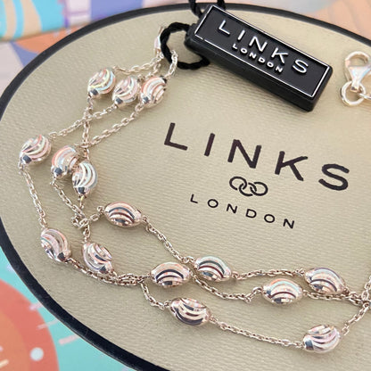 Three Strand Links of London Sterling Silver Essentials Bracelet with Beads – 17cm New with tag.