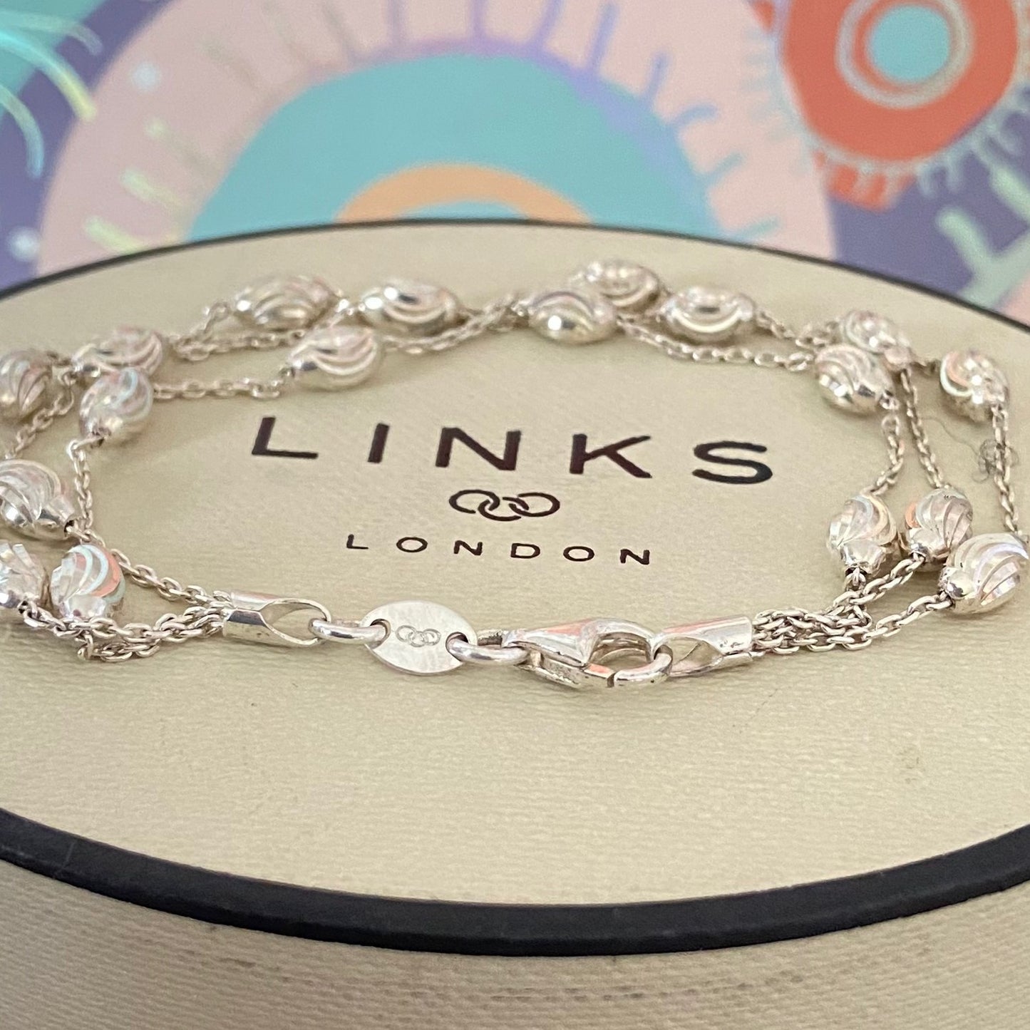 Links of London Sterling Silver Beaded Bracelet, 3 Row - 16cm  Size Small