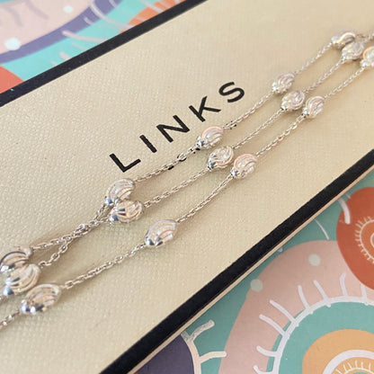 Links of London Sterling Silver Beaded Bracelet, 3 Row - 16cm  Size Small