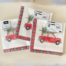 Load image into Gallery viewer, 3 x Car with a Christmas Tree Napkins 20 per pack, 3ply can be used for Decoupage
