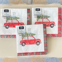 Load image into Gallery viewer, 3 x Car with a Christmas Tree Napkins 20 per pack, 3ply can be used for Decoupage
