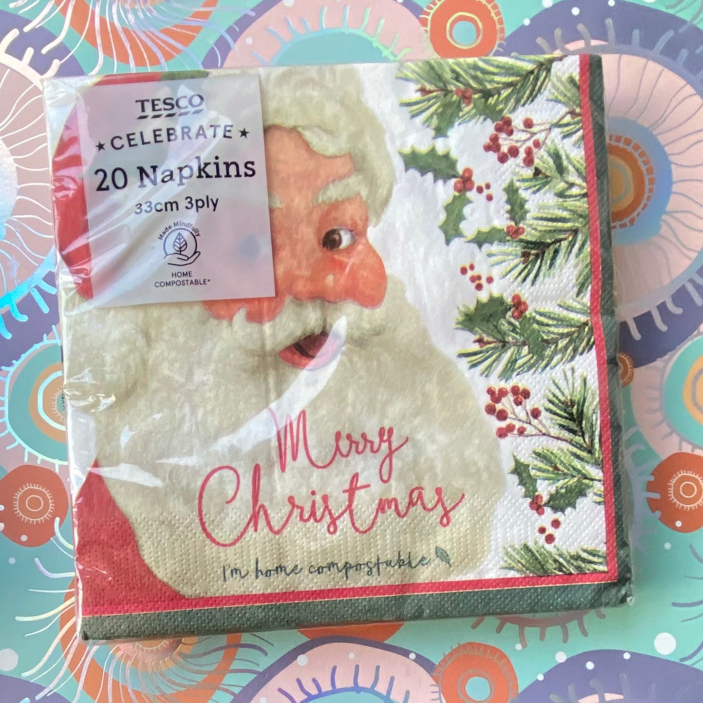 1 x 20/3ply Merry Christmas Festive Napkins , Santa Claus design can be used for decoupage
