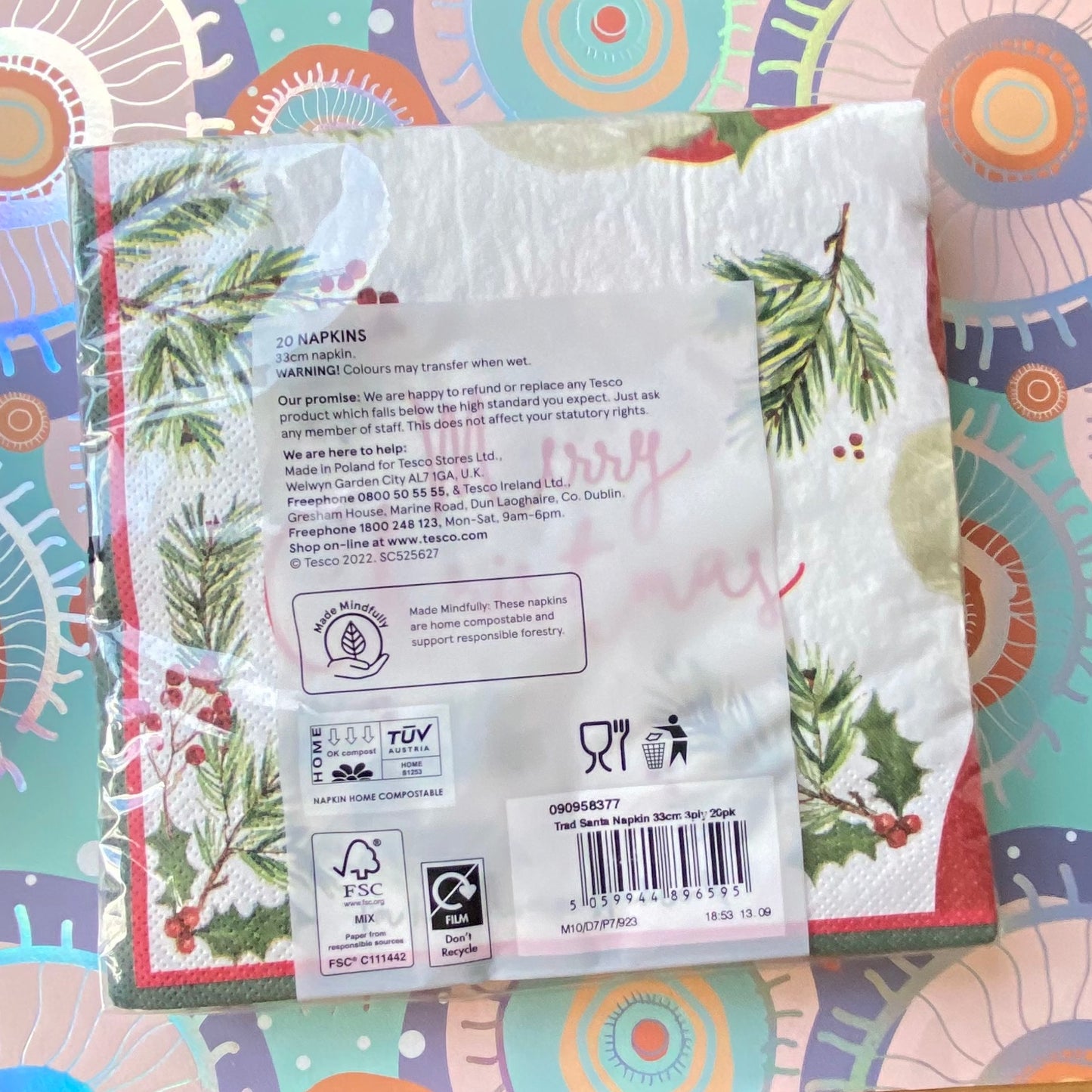 1 x 20/3ply Merry Christmas Festive Napkins , Santa Claus design can be used for decoupage