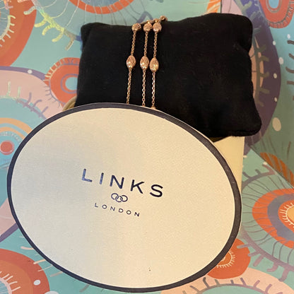 Three Strand Links of London Sterling Silver 18kt Gold Vermeil Essentials Bracelet with Beads – 17.5cm.