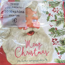 Load image into Gallery viewer, 3 x 20/3ply Merry Christmas Festive Napkins , Santa Claus design can be used for decoupage
