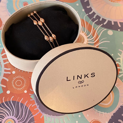 Three Strand Links of London Sterling Silver 18kt Gold Vermeil Essentials Bracelet with Beads – 17.5cm.