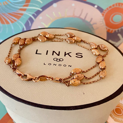 Three Strand Links of London Sterling Silver 18kt Gold Vermeil Essentials Bracelet with Beads – 17.5cm.