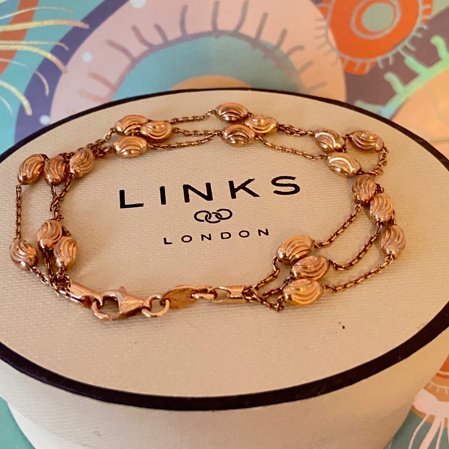 Three Strand Links of London Sterling Silver 18kt Gold Vermeil Essentials Bracelet with Beads – 17.5cm.