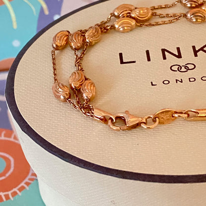 Three Strand Links of London Sterling Silver 18kt Gold Vermeil Essentials Bracelet with Beads – 17.5cm.