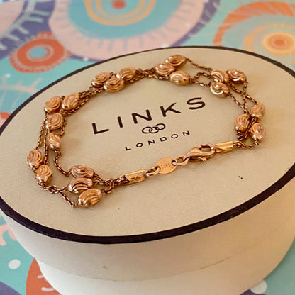 Three Strand Links of London Sterling Silver 18kt Gold Vermeil Essentials Bracelet with Beads – 17.5cm.