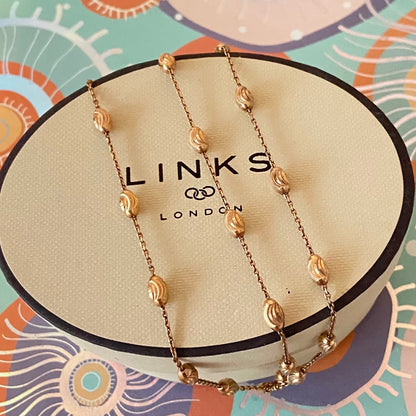 Three Strand Links of London Sterling Silver 18kt Gold Vermeil Essentials Bracelet with Beads – 17.5cm.