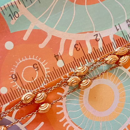 Three Strand Links of London Sterling Silver 18kt Gold Vermeil Essentials Bracelet with Beads – 17.5cm.