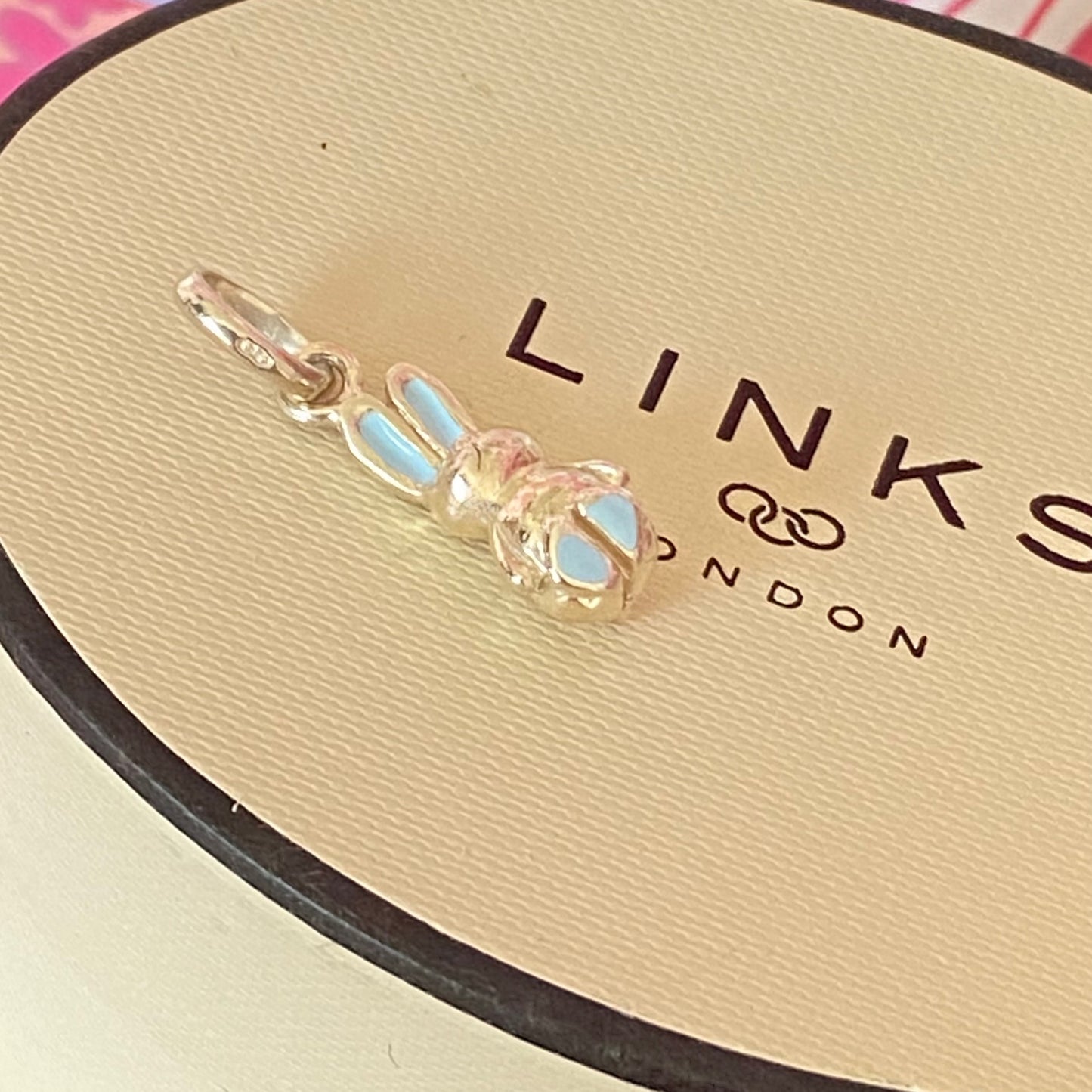 New! Links of London Bunny Rabbit charm with Pale Blue Enamel